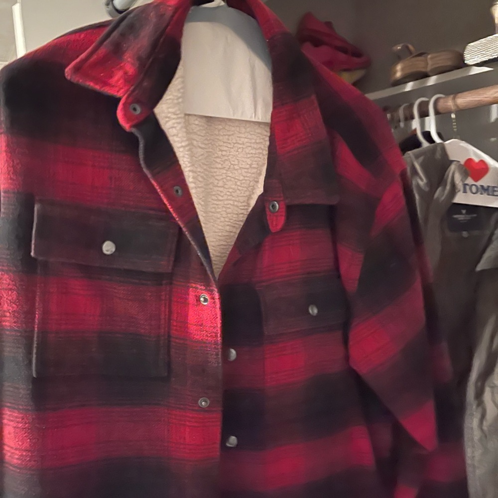 Red and Black Plaid Men's Jacket